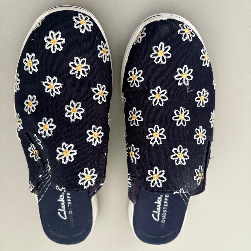 Clarks Cloudsteppers Daisy Floral Print‎ Mule Slip On Shoes Comfort